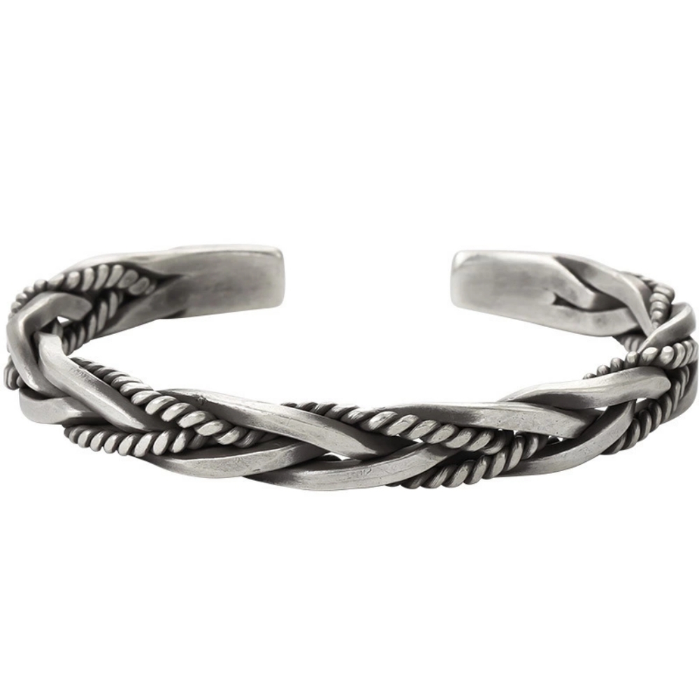 Heavy Braided Cuff Bracelet | 925 Sterling Silver - Picture 4 of 13